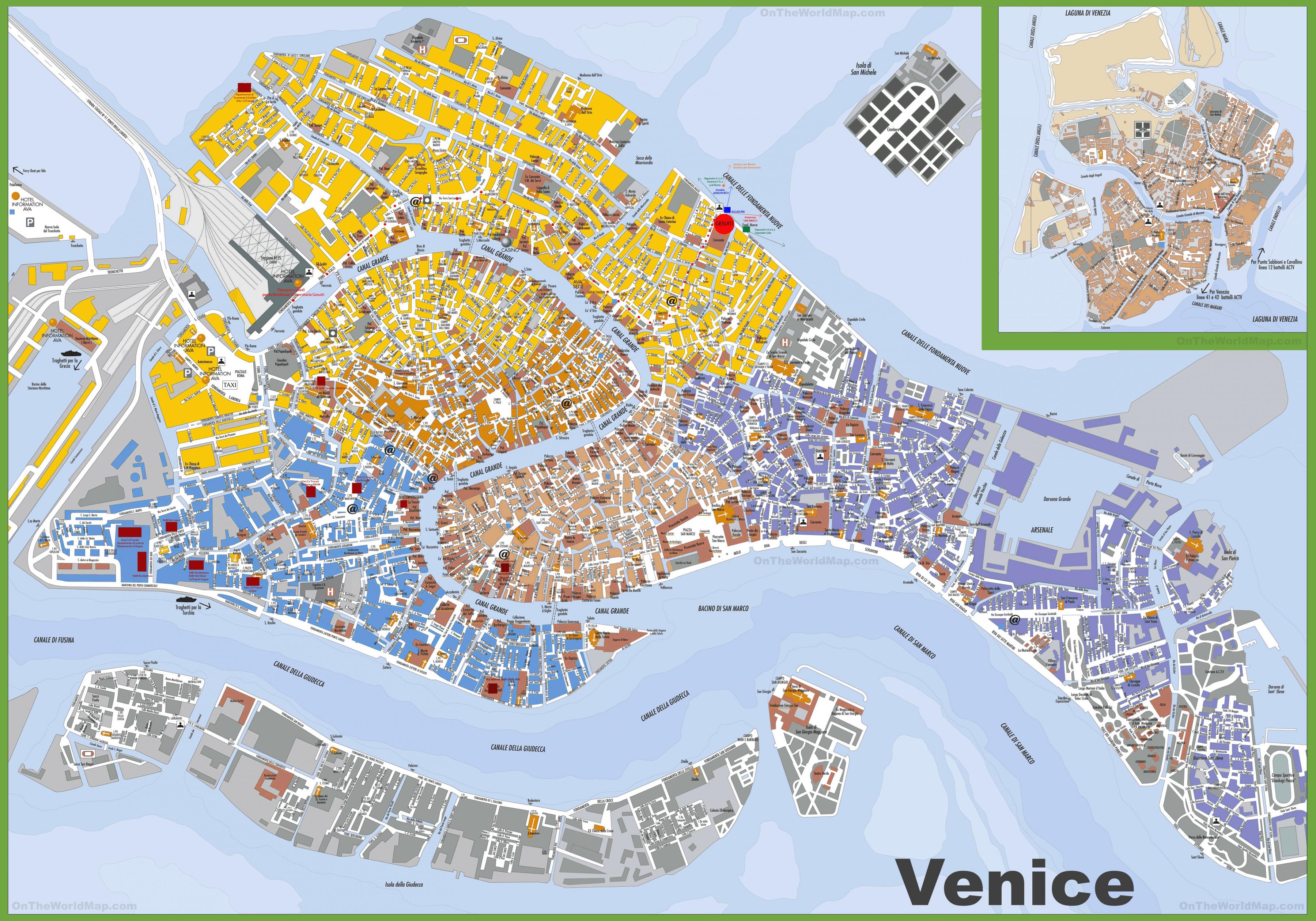 Detailed street map of Venice italy Map of detailed street map of