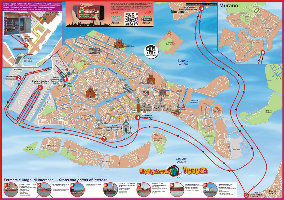 City sightseeing Venice map - Venice italy sightseeing map (Italy)