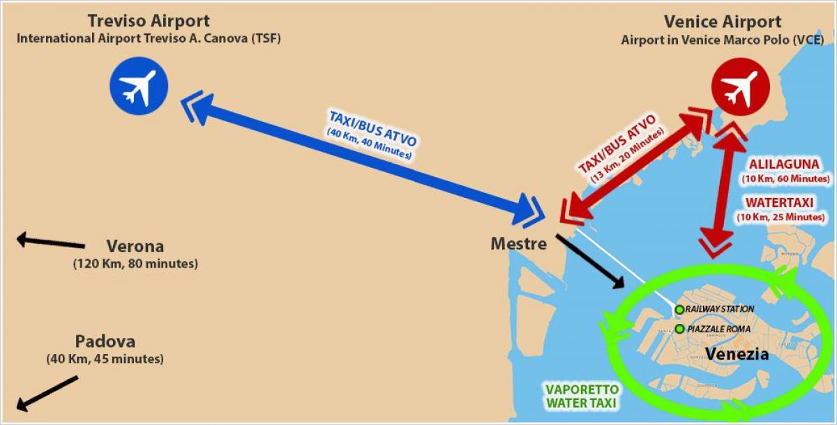 Map Of Venice Airport And Train Station Map Of Venice Airport
