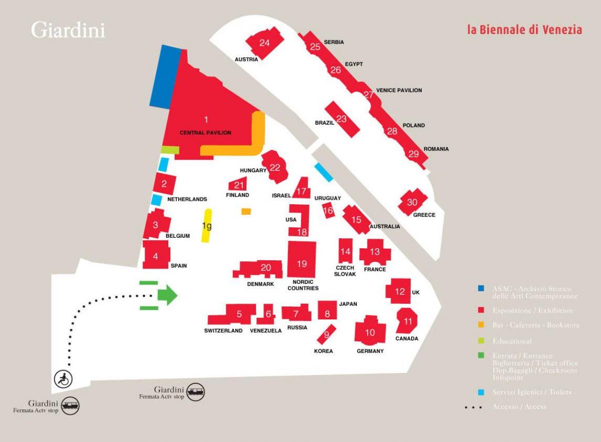 Venice biennale map Giardini Venice map (Italy)