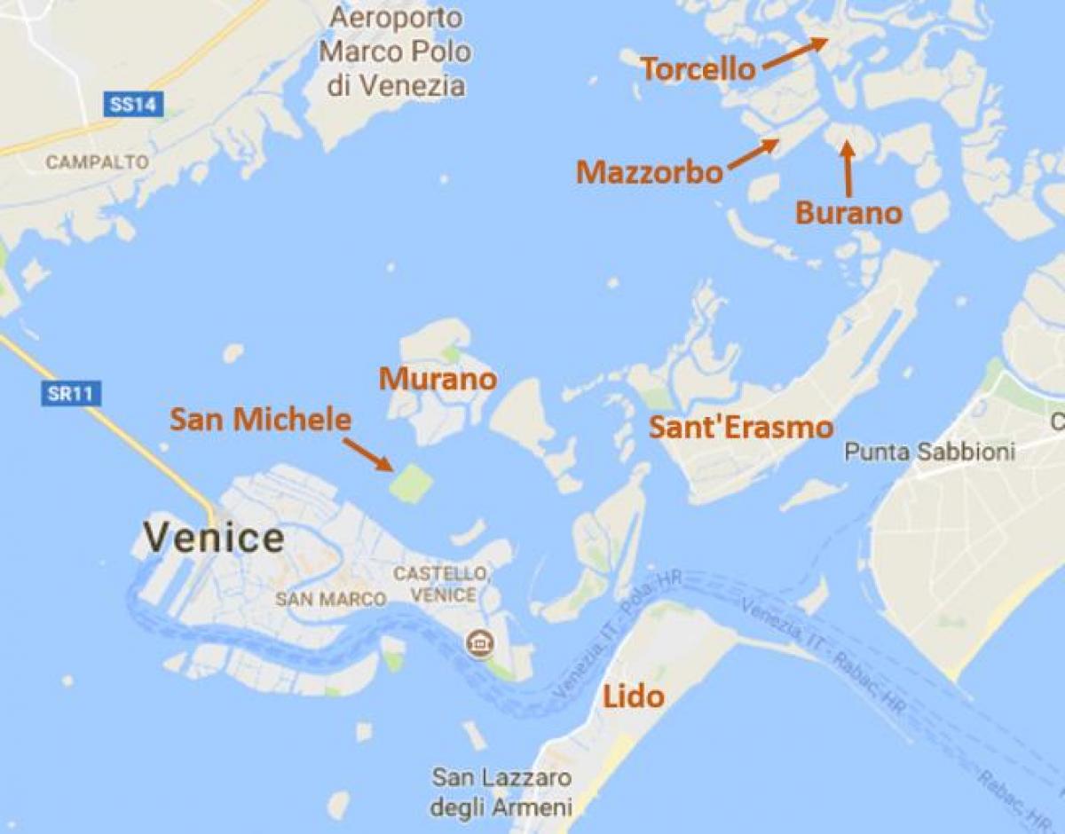 Murano Lido Veneto: Venice Venice .. Lido Borch Map: Venice Torcello Venice Lagoon Torcello Venice Lagoon Burano Venedig Laminated Burano write-on/whipe-off surface Murano 